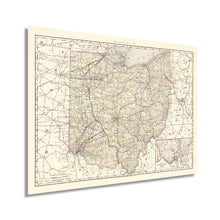 Cargar imagen en el visor de la galería, Digitally Restored and Enhanced 1894 Ohio Map Poster - Vintage Map of Ohio State Wall Decor - Ohio State Map - Old Ohio State Poster Showing Counties and Railroad Lines - Ohio State Wall Art