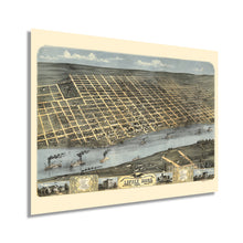 Load image into Gallery viewer, Digitally Restored and Enhanced 1871 Little Rock Arkansas Map - Vintage Little Rock Wall Art Poster - Old Little Rock AR Map - Bird's Eye View of Little Rock Arkansas Looking South West