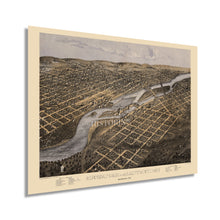 Load image into Gallery viewer, Digitally Restored and Enhanced 1867 Minneapolis & Saint Anthony Minnesota Map - Map of Minneapolis Wall Art - Old Saint Anthony Map of Minnesota Poster