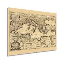 Load image into Gallery viewer, Digitally Restored and Enhanced 1680 Mediterranean Sea Map Print - Vintage Map of the Mediterranean Wall Art - Historic Mediterranean Poster - Old Mediterranean Map Divided Into Principal Parts or Seas
