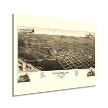 Load image into Gallery viewer, Digitally Restored and Enhanced 1883 Bismarck North Dakota Map - Vintage Bismarck Wall Art - Old Bismarck North Dakota Map - Bird's Eye View of Bismarck ND & County Seat of Burleigh Poster