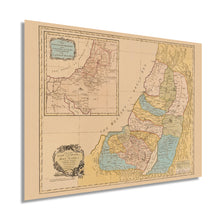 Load image into Gallery viewer, Digitally Restored and Enhanced 1760 Map of the Land of Canaan or Holy Land - Vintage Map Wall Art - Bible Map Poster - Land divided among the twelve tribes which God promised to Abraham