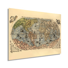 Cargar imagen en el visor de la galería, 1565 World Map Poster - 18x24 Inch Vintage Map of the World Poster - Historic Map of Earth - Old World Map Wall Art - Restored Map of the Universal Description of All The Known Land