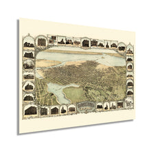 Load image into Gallery viewer, Digitally Restored and Enhanced 1900 Oakland California Map Poster - Vintage Oakland Map Wall Art - Old Oakland Poster - Historic Birds Eye View Map of The City of Oakland CA with Illustrations
