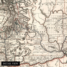 Load image into Gallery viewer, Digitally Restored and Enhanced 1888 Map of Washington State Vintage Map of Washington State Wall Art - Washington State Wall Decor - Cram's Township and Railroad Map Washington State