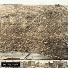 Load image into Gallery viewer, Digitally Restored and Enhanced 1877 Hartford Map - Vintage Map of Hartford CT - Bird's Eye View Map of Hartford Connecticut Wall Art - Old Hartford City Map - Historic Hartford Poster