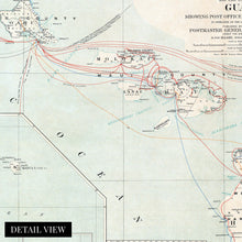 Load image into Gallery viewer, Digitally Restored and Enhanced 1903 Hawaii Samoan Islands & Guam Map - Post Route Map of the Territory of Hawaii Samoa Islands & Island of Guam Wall Art