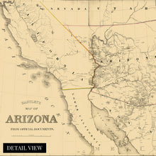 Load image into Gallery viewer, Digitally Restored and Enhanced 1865 Arizona Map Poster - Vintage Arizona Map - Old Map of Arizona Wall Art - Historic Arizona Map - Hartley's Arizona State Map from Official Documents