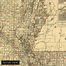 Load image into Gallery viewer, Digitally Restored and Enhanced 1896 Map of Louisiana - Vintage Map of Louisiana Wall Art - Old Louisiana Wall Map Indexed Showing Cities Towns and Railroads - Louisiana Wall Decor