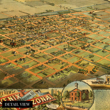 Load image into Gallery viewer, Digitally Restored and Enhanced 1885 Phoenix Arizona Map - Vintage Map of Phoenix Arizona Wall Art - Phoenix City Map - Phoenix AZ Map - Birds Eye View Map of Phoenix Maricopa County Arizona
