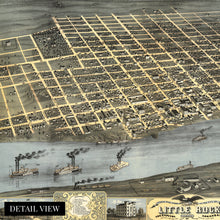Load image into Gallery viewer, Digitally Restored and Enhanced 1871 Little Rock Arkansas Map - Vintage Little Rock Wall Art Poster - Old Little Rock AR Map - Bird's Eye View of Little Rock Arkansas Looking South West