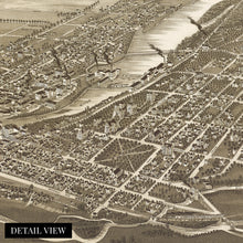 Load image into Gallery viewer, Digitally Restored and Enhanced 1890 Beloit Wisconsin Map - Perspective Map of Beloit Wisconsin Wall Art - Old Beloit Rock County Map of Wisconsin Poster