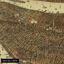 Load image into Gallery viewer, Digitally Restored and Enhanced - 1892 Map of New York and Brooklyn with Jersey City and Hoboken Waterfront - NYC Vintage Map Wall Art Panoramic Birds Eye View Map of New York Poster - NYC Decor