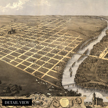 Cargar imagen en el visor de la galería, Digitally Restored and Enhanced 1869 Topeka Kansas Map Poster - Vintage Map of Topeka KS - Topeka Kansas Wall Art - Old Topeka Kansas Map - Bird's Eye View of Topeka City Capital of Kansas