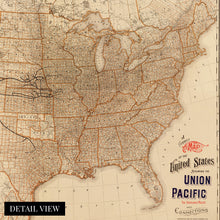 Load image into Gallery viewer, Digitally Restored and Enhanced 1892 United States Map - Vintage Map of United States Wall Art - Old Wall Map of the United States of America Showing Union Pacific Overland Route and Connections