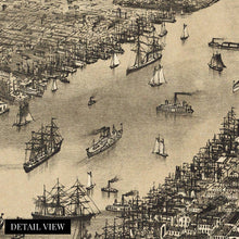 Load image into Gallery viewer, Digitally Restored and Enhanced 1886 Map of New York City Poster - NYC Vintage Map Wall Art - Panoramic Birds Eye View of New York City Map Art - New York City Map Print - NYC Vintage Poster