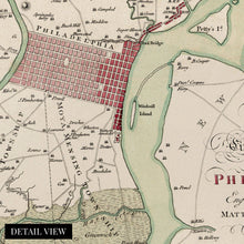 Load image into Gallery viewer, Digitally Restored and Enhanced 1777 Map of Philadelphia Pennsylvania - Vintage Map of Philadelphia City Wall Art - Plan of the City of Philadelphia Map Print Showing Landowners