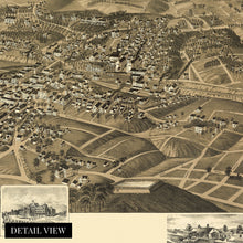 Load image into Gallery viewer, Digitally Restored and Enhanced 1891 Bedford City Map - Vintage Virginia Map Print - Historic Map of Bedford City Wall Art - Old Bedford County Virginia Map - Bird's Eye View of Bedford Virginia Wall Map