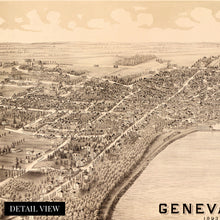 Cargar imagen en el visor de la galería, Digitally Restored and Enhanced 1893 Geneva New York Poster Map - Vintage Map of Geneva Wall Art - Old Geneva New York Map - Aerial View of Geneva NY Showing Index to Points of Interest