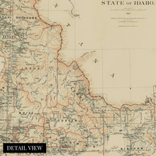Load image into Gallery viewer, Digitally Restored and Enhanced 1891 Idaho Map Print - Vintage Idaho Wall Art - Old Map of Idaho Poster - State of Idaho History Map from Official Records