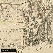 Load image into Gallery viewer, Digitally Restored and Enhanced 1797 Rhode Island Map - Vintage Map of Rhode Island Wall Art Decor - Rhode Island Poster Shows Counties and Subdivisions - Place names in German and/or English