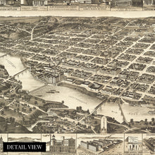 Load image into Gallery viewer, Digitally Restored and Enhanced 1886 Columbus Georgia Map - Vintage Columbus Georgia Wall Art - History Map of Columbus GA Poster - Perspective Bird's Eye View of Muscogee County Columbus GA Map Print