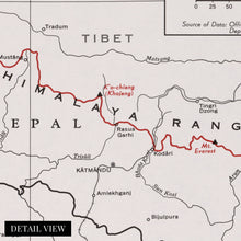 Cargar imagen en el visor de la galería, Digitally Restored and Enhanced 1968 China Nepal Boundary Map - Vintage Map of China & Nepal Wall Art - History Map of Tibet - Old China Nepal Map