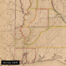 Load image into Gallery viewer, Digitally Restored and Enhanced 1819 Alabama State Map - Vintage Map of Alabama Wall Art - Old Alabama Poster - Historic State of Alabama Map Constructed from Surveys in The General Land Office