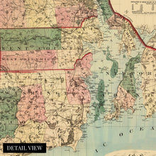 Load image into Gallery viewer, Digitally Restored and Enhanced 1880 Rhode Island State Map - Vintage Map of Rhode Island Wall Art Decor - Map of Rhode Island and Providence Plantations Poster with 1875 1880 Population Census