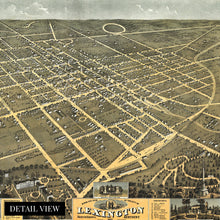 Load image into Gallery viewer, Digitally Restored and Enhanced 1871 Lexington KY Map Poster - Vintage Lexington Kentucky Map - Old Lexington Map - Bird's Eye View of Lexington Fayette County Kentucky Looking South West