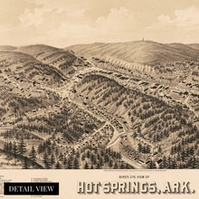 Load image into Gallery viewer, Digitally Restored and Enhanced 1888 Hot Springs Arkansas Map - Vintage Hot Springs Wall Art - Old Hot Springs Map Poster - Bird's Eye View of Hot Springs Arkansas - Restored Hot Springs AR History Map