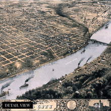 Cargar imagen en el visor de la galería, Digitally Restored and Enhanced 1869 Kansas City Missouri Map - Vintage Kansas City Map Art - Bird's Eye View Map of Kansas City Wall Art - Kansas City Wall Decor - Old Kansas City Poster
