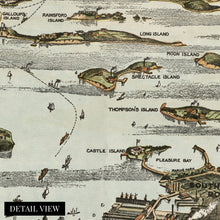 Load image into Gallery viewer, 1920 Boston Harbor Map - Vintage Boston Poster - Old Boston Map Wall Art - Restored Bird's Eye View Map of Boston Harbor Islands Along the South Shore to Plymouth