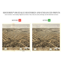 Load image into Gallery viewer, Digitally Restored and Enhanced 1869 Columbia Missouri Map Poster - History Map of Columbia Wall Art - Old Bird's Eye View of Columbia Boone County MO Map