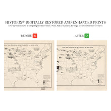 Cargar imagen en el visor de la galería, Digitally Restored and Enhanced 1939 Indian Tribes Reservations & Settlements United States Map Poster - Vintage Map of United States Wall Art - History Map of Native American Tribes of USA Map Poster