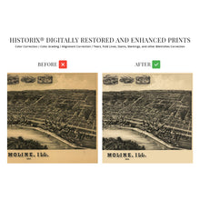Load image into Gallery viewer, Digitally Restored and Enhanced 1889 Moline Illinois Map Print - Moline Wall Art - History Map of Moline Illinois Poster - Old Moline City Map of Illinois