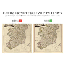 Load image into Gallery viewer, Digitally Restored and Enhanced 1797 Ireland Map Poster - Vintage Map of Ireland Wall Art - History Map of Dublin Ireland - Old Republic of Ireland Map Print - A New Map of Ireland Wall Art