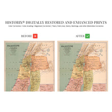 Load image into Gallery viewer, Digitally Restored and Enhanced 1916 Palestine Map in the Time of Christ - Biblical Map of Palestine Poster - Old Bible Timeline Map of Palestine Wall Art