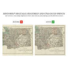 Load image into Gallery viewer, Digitally Restored and Enhanced 1887 Washington Territory Map - Vintage Washington State Map Poster - History Map of Washington Territory Wall Art