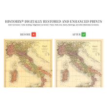 Load image into Gallery viewer, Digitally Restored and Enhanced 1890 Italy Map - Vintage Poster Map of Italy Wall Art - Italy Wall Map History - Old Wall Map of Italy