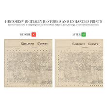 Load image into Gallery viewer, Digitally Restored and Enhanced 1879 Gillespie County Texas Map - Vintage Gillespie Fredericksburg TX Map - History Map of Gillespie County Wall Art