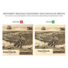 Load image into Gallery viewer, Digitally Restored and Enhanced 1891 Newport News Virginia Map - Old Newport News Wall Art - Newport News VA Map History - Vintage Virginia Map Poster