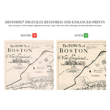 Load image into Gallery viewer, Digitally Restored and Enhanced 1722 Map of Boston Massachusetts - Vintage Map Wall Art of the Town of Boston in New England - Boston Map Poster - Boston Map Wall Art - Vintage Boston Poster