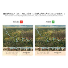 Load image into Gallery viewer, Digitally Restored and Enhanced 1891 Houston Texas Map - Old Houston Texas Wall Art - Bird's-Eye View Map of Houston TX Looking South - Houston City Wall Map with Index to Points of Interest