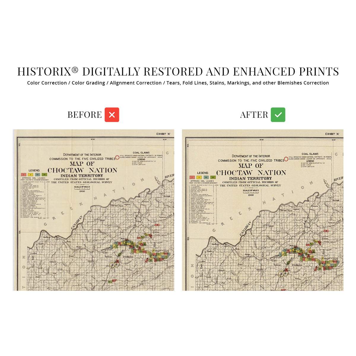 1900 Choctaw Nation Indian Territory Oklahoma Map Wall Art Print