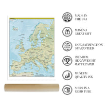 Load image into Gallery viewer, Digitally Restored and Enhanced 2021 Europe Map - Wall Map of Europe Poster - Europe Wall Art - Poster Map of Europe - Europe Map Wall Art - Giant Map of Europe