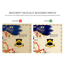 Load image into Gallery viewer, Digitally Restored and Enhanced 1944 D Day Normandy Map Poster - Vintage Map Wall Art - WW2 Map of the D Day Invasion First 48 Days of Action with 743rd Tank Battalion in France - D Day Poster