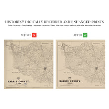 Load image into Gallery viewer, Digitally Restored and Enhanced 1879 Harris County Texas Map - Vintage Harris County Map - History Map of Harris County Wall Art - Old Poster Map of Texas - Historic Houston City Map of Texas Poster