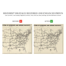 Load image into Gallery viewer, Digitally Restored and Enhanced 1958 Map of the United States National System of Interstate & Defense Highways - Vintage USA Map Poster - Old Map of USA