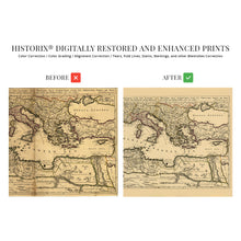 Cargar imagen en el visor de la galería, Digitally Restored and Enhanced 1680 Mediterranean Sea Map Print - Vintage Map of the Mediterranean Wall Art - Historic Mediterranean Poster - Old Mediterranean Map Divided Into Principal Parts or Seas